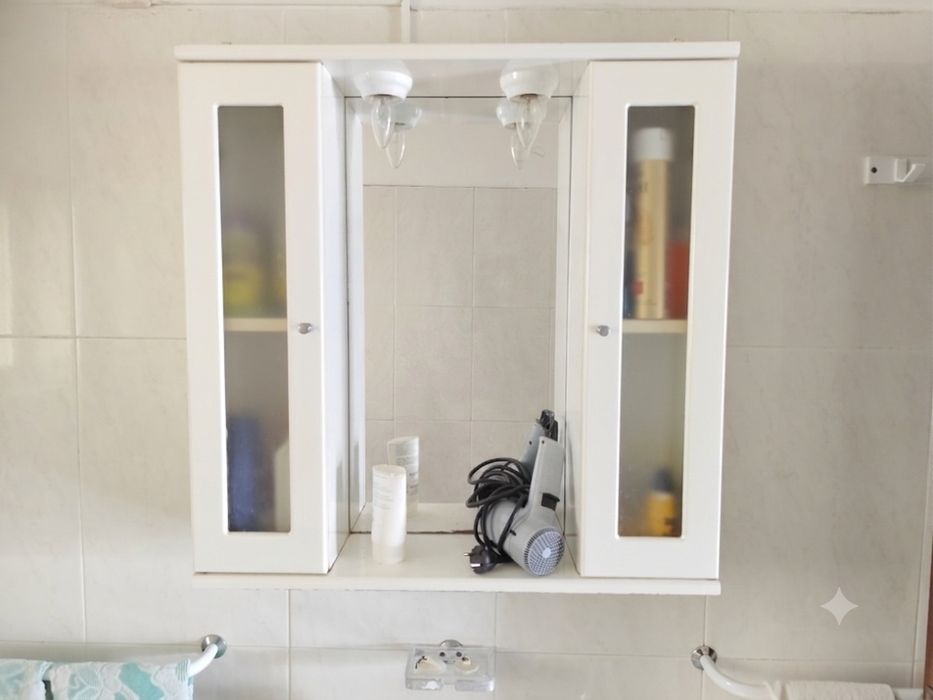 Conjunto lavatório e móvel com espelho wc
