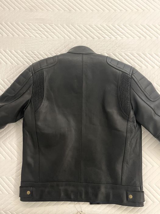 casaco de mota em pele genuína, novo com etiqueta