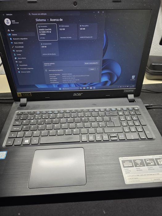 Portátil Acer aspire a315-51