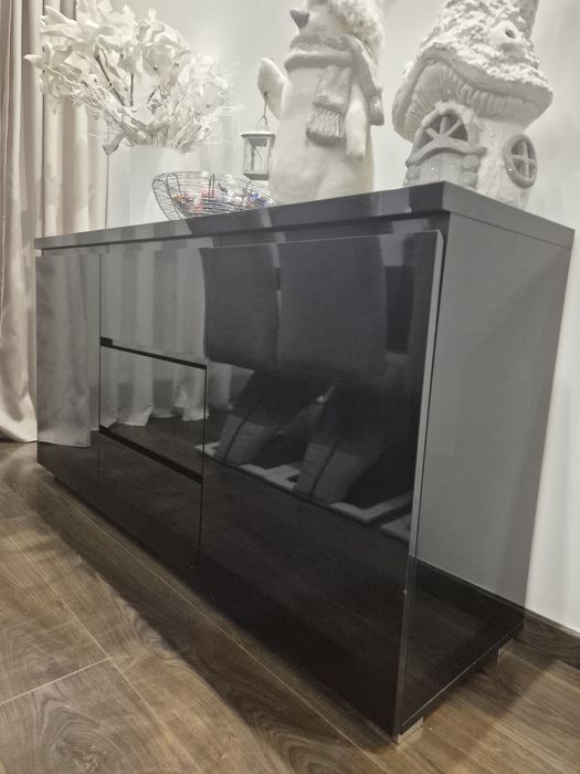 Komoda i szafka wiszaca rtv czarne połysk