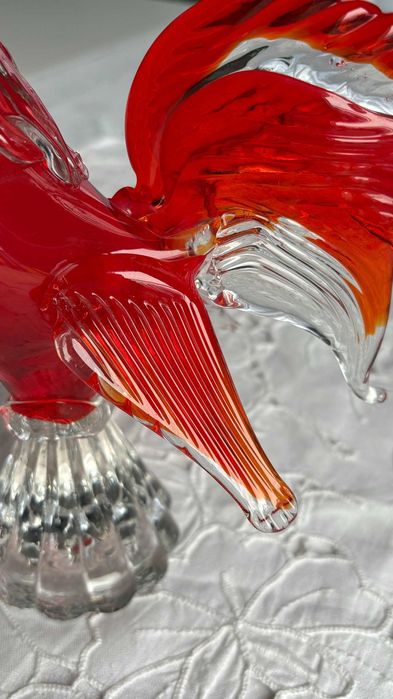 Figurka kogut szkło murano czerwone 21 cm