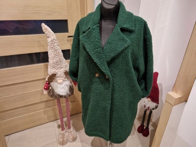 Płaszcz TEDDY baranek butelkowa zieleń Uniwersalny M L XL 2XL
