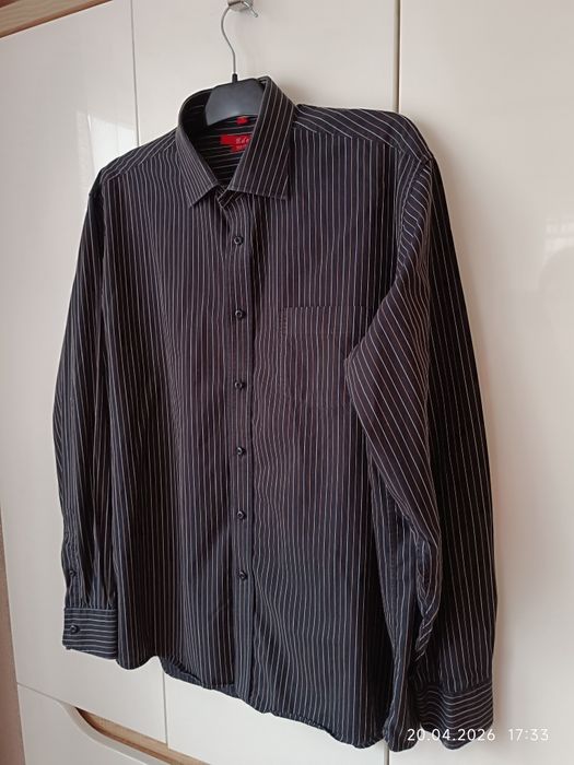 Czarna koszula męska w paski Eden r XL