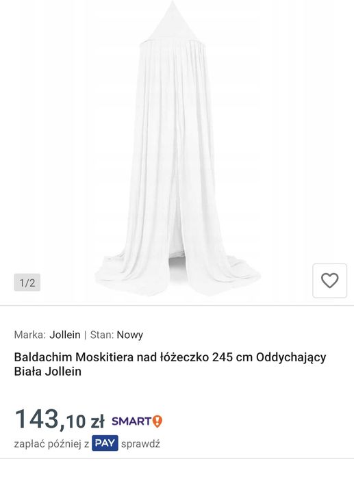 Baldachim/moskitiera na łóżeczko/kołyskę Jollein