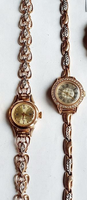 Продам женские золотые часы с браслетом и без