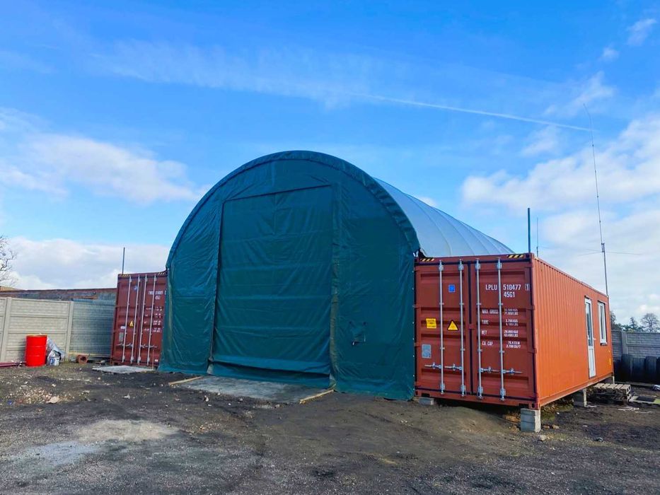 Zadaszenie Kontenerowe 8x6m Lato/ Zima (wiata tunelowa, magazyn)