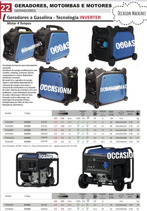 Geradores a gasolina/ diesel