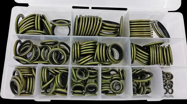 Набір латунних шайб із гумовими кільцями діам. 6-30 мм