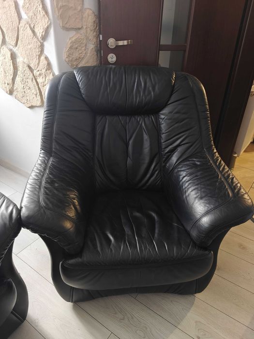 Idealny Zestaw mebli 2+1+1 skóra naturalna