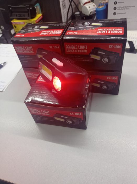 Фонарь налобный с красно-белым светом на разных кнопках, 1804,1*18650,