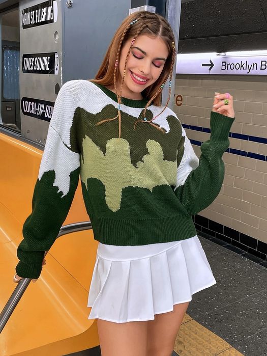 Sweter damski casual wielokolorowy M 38