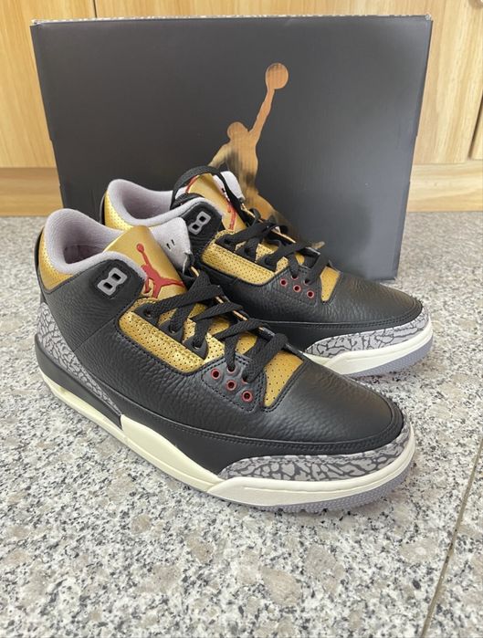 Кросівки Air Jordan 3 Retro Black Cement Gold Аір Джордан чорні ретро