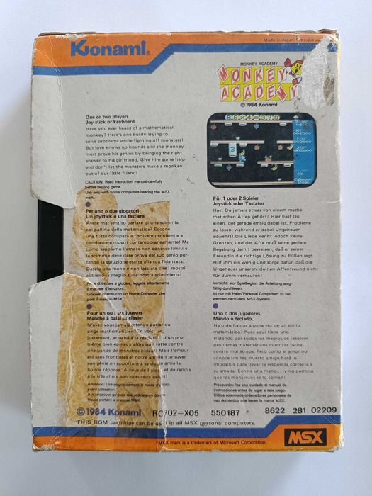 Jogo msx Monkey Academy