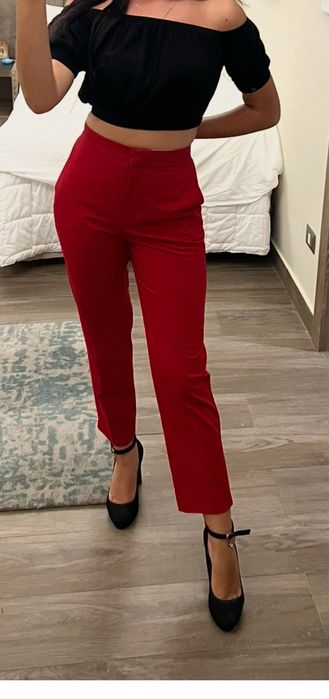 Червоні класичні штани Zara Розмір S