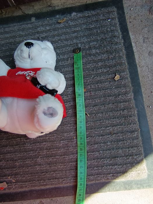 Stara vintage maskotka biały miś coś cola z butelką