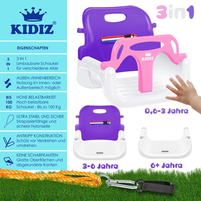 Nowa huśtawka dziecięca KIDIZ / fotelik ogrodowy / bujak 3 w 1 !4361!