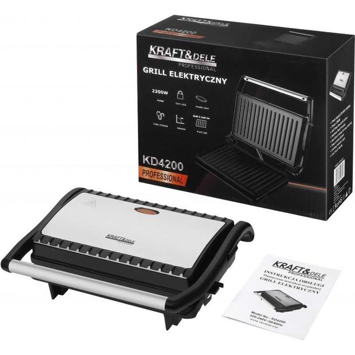 Kompaktowy Grill Elektryczny Kontaktowy 2200W Opiekacz Mięso Kd4200