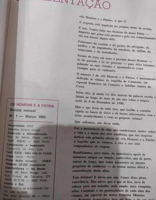 Os Homens e a Pátria - nº1 de 1982