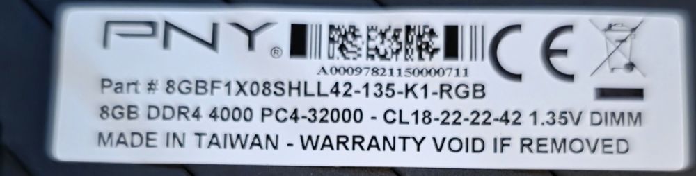 Pamięć RAM DDR4 4000 MHz PNY RGB 16Gb 2x8Gb