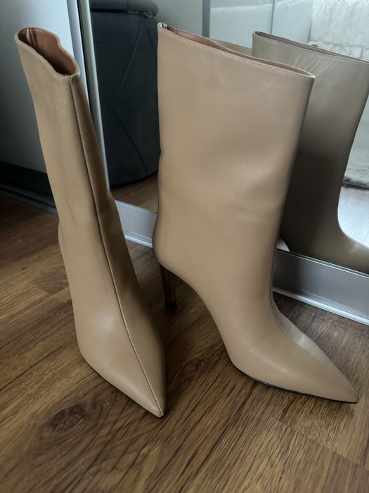 Botki skóra naturalna 39 brązowe karmel włoskie buty