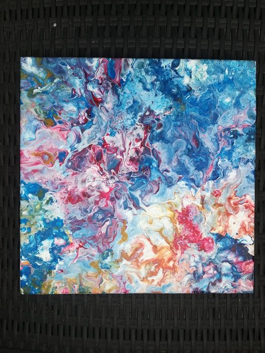 Obraz abstrakcja akryl pouring 30x30