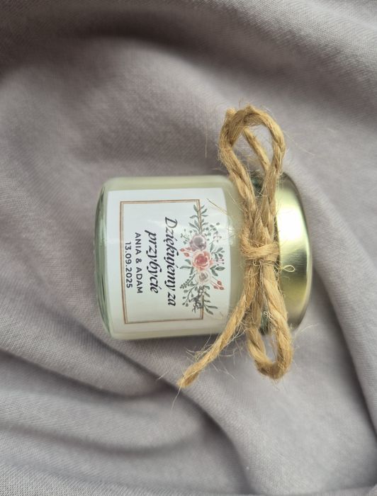 Podziękowania dla gości świeczka sojowa