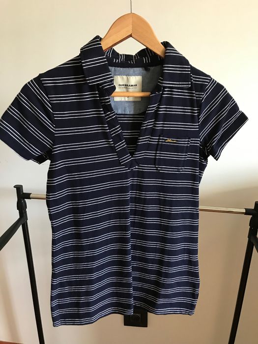 [Quebramar] Polo cintado azul escuro às riscas original