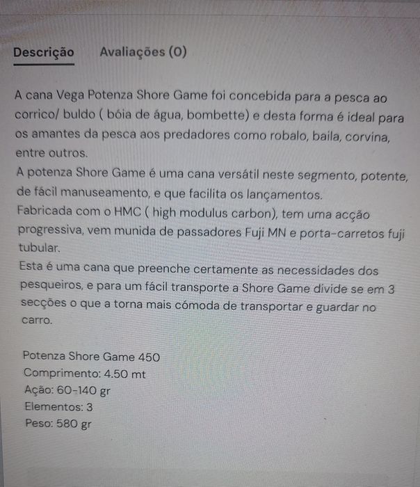 Vendo Cana Vega Potenza Shore Game 450 por estrear