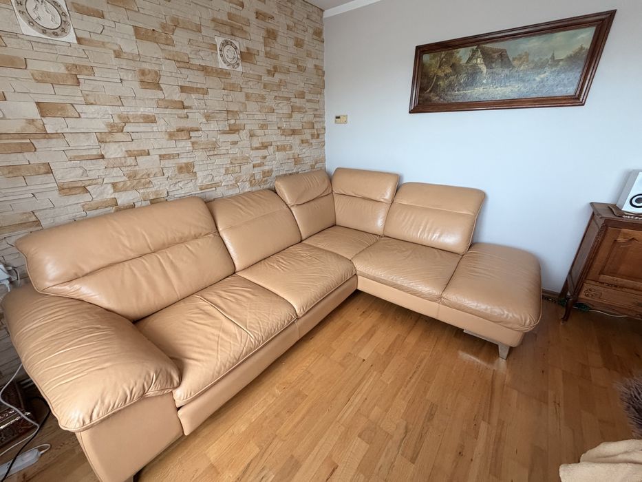 Narożnik skórzany z funkcja spania