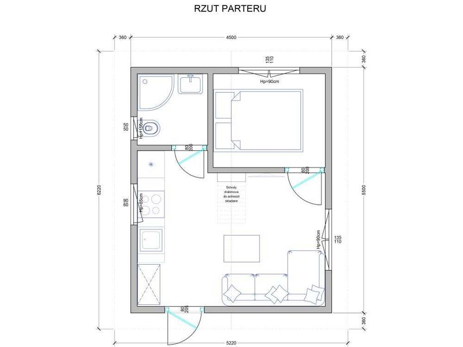 Domek letniskowy, domek ogrodowy, Nowoczesna Stodoła 4,5x5,5m
