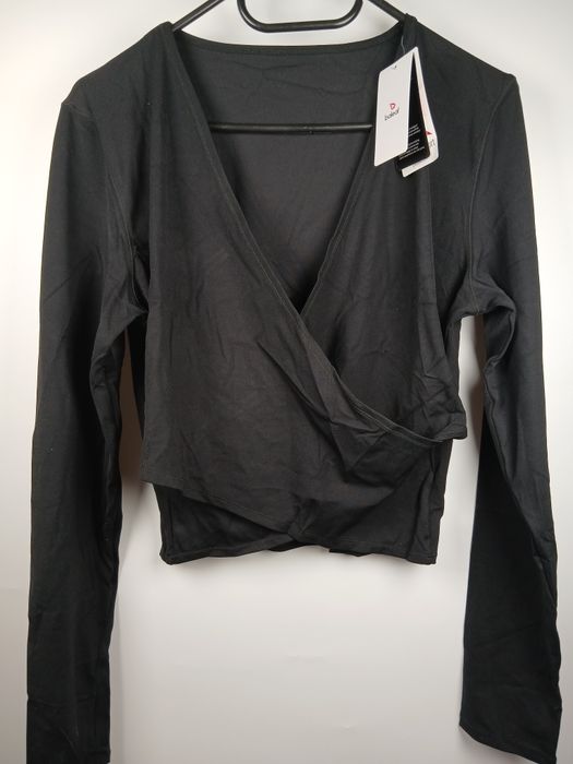 Top sportowy Baleaf XL czarny crop top fitness treningowy długi rękaw