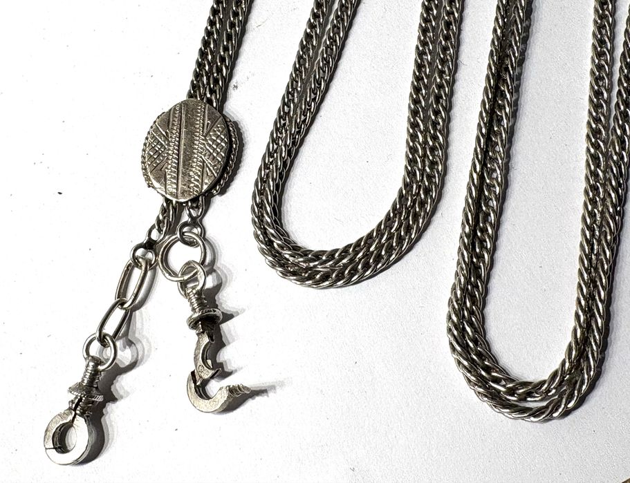 Fantástico antigo corrente / fio de relógio de bolso 80 cm em prata
