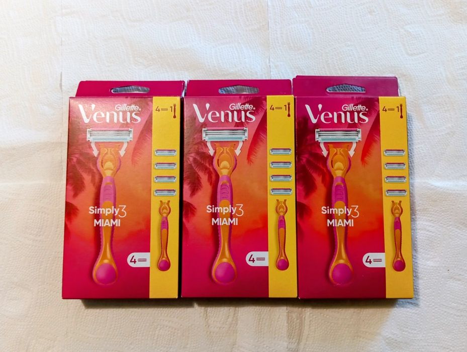 Gillette Venus Simply 3 Miami Rączka + 4 wkłady 3 opk.