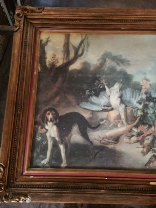 Quadro "Regresso à Caça" de I. BAPTISTE OUDRY