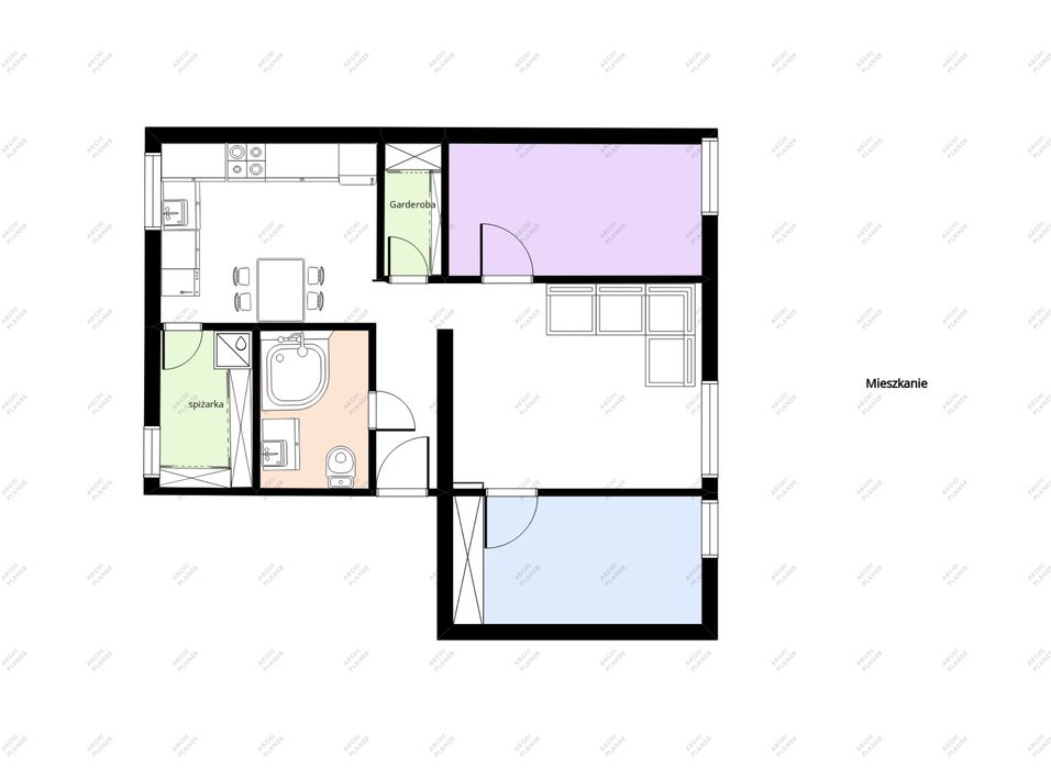 Do wynajęcia mieszkanie 56 m2 - 3 pokoje - garderoba-spiżarka-pralnia