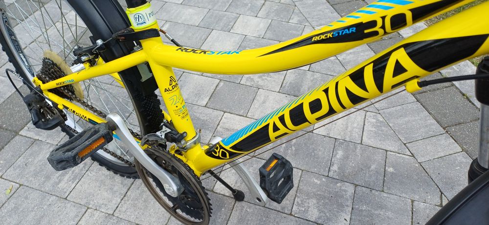 Rower młodzieżowy Alpina Rock Star 24" – amortyzator, błotniki, stan bardzo dobry