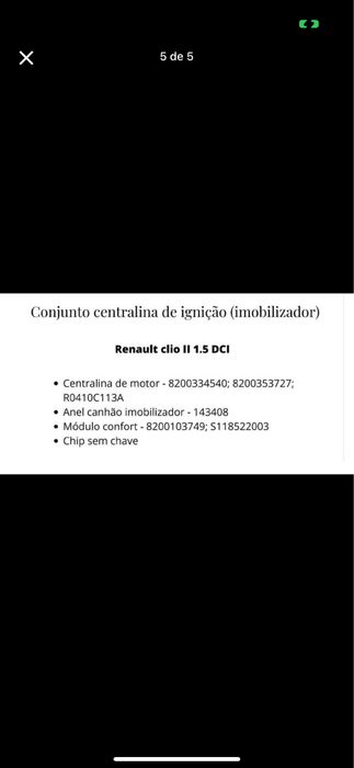 Conjunto Centralina de Ignição (imobilizador)