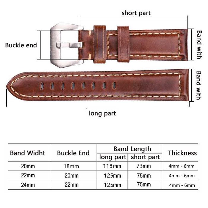 Gruby pasek do zegrka 24mm klamra pre-v Panerai PAM Seiko Citizen