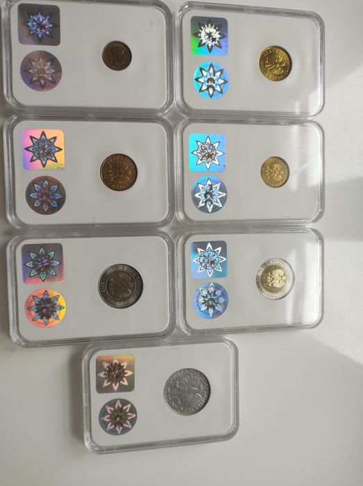 Lot monet w graidingu GCN 7szt