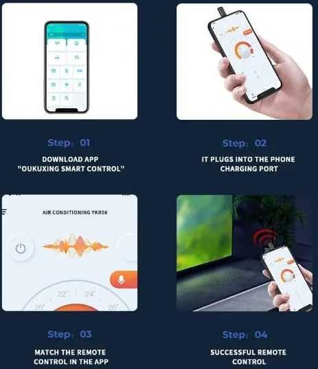 Uniwersalny pilot - sterowanie z aplikacji w telefonie - wejście USB C
