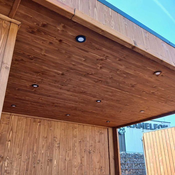 Sauna ogrodowa 6 × 2,5 m z zadaszeniem PRODUCENT strefa SPA