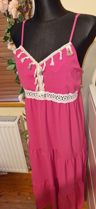 Sukienka boho fuksja