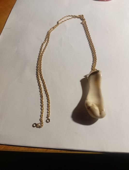 Pendente único no mundo em forma de pé esculpido pelo mar e fio