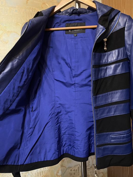 Женская кожаная куртка с замшевыми вставками