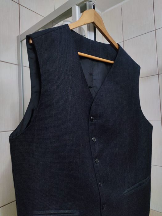 Bezrękawnik XL elegancki szary siwy męski do garnituru opinający czarn