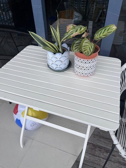 Oryginalny zestaw ogrodowy IKEA Mälarö – stół + krzesło (Biały) • Stan Idealny
