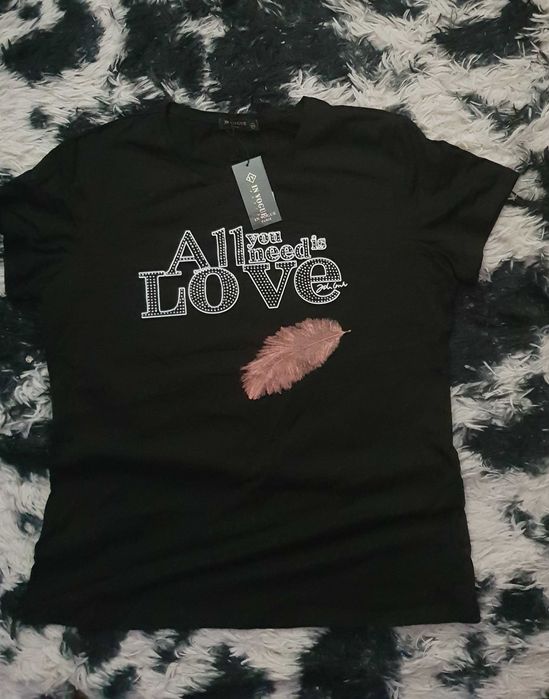 Bluzka Santo czarna zdobiona cyrkoniami rozmiar XXXL