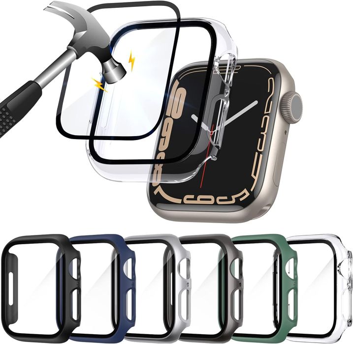 6 Sztuk Etui + Szkło 2W1 Do Apple Watch 7/8/9 45Mm Case Nakładka