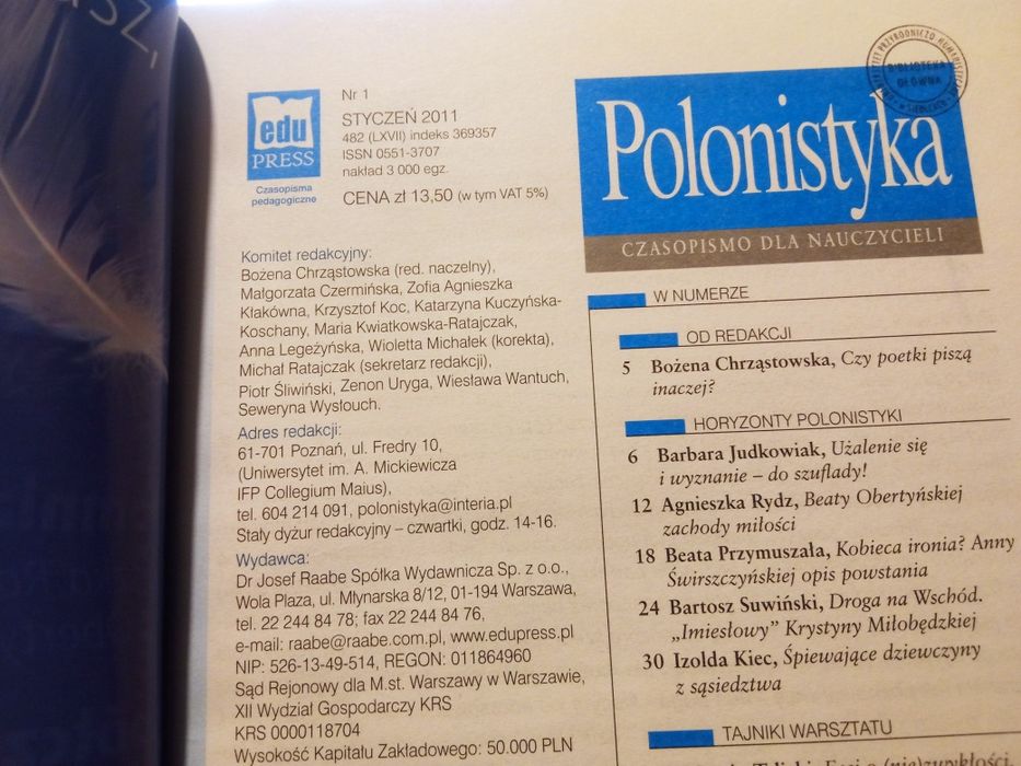 POLONISTYKA - numery z 2011 i 2012 roku