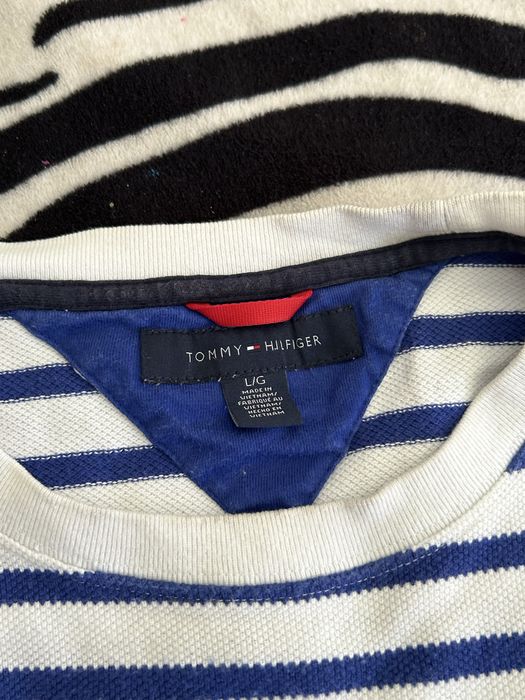 Camisola Tommy Hilfiger Riscas Azul e Branco - Tamanho L